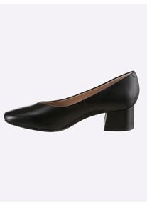 Caprice Dames Pumps met blokhak in zwart ,maat 37, Witt, 100% Glad leer