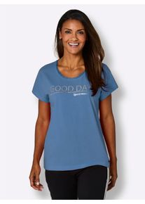 feel good Dames Shirt in middenblauw ,maat 36/38, Witt, 95% Katoen, 5% Elastan
