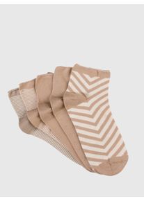 w&auml;schepur Dames Sneakersokken voor dames in camel gedessineerd ,maat 35-38, Witt, 80% Katoen, 18% Polyamide, 2% Elastan