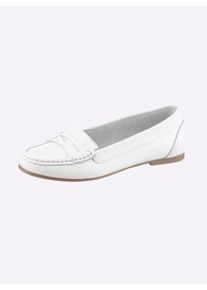 Damen Slipper in Mokassin-Machart in wei&szlig; ,Gr&ouml;&szlig;e 38, Witt, 100% Glattleder
