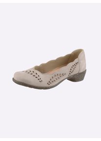 Dames Pumps, decoratief geperforeerd in beige ,maat 40, Witt, 100% Nubuckleer