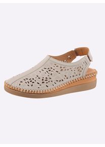 Gemini Damen Slipper fersenoffen, mit Gummizug in hellgrau ,Gr&ouml;&szlig;e 36, Witt, 100% Glattleder