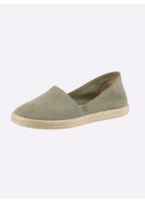 Damen Slipper aus Velours-Leder in eucalyptus ,Gr&ouml;&szlig;e 40, WITT, 100% Veloursleder
