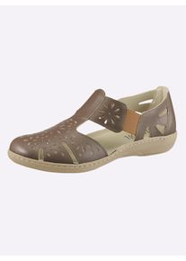 Damen Slipper mit Blumen-Lochmuster in bronzefarben ,Gr&ouml;&szlig;e 38, Witt, 100% Glattleder