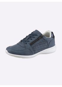 Damen Sneaker mit seitlichem Rei&szlig;verschluss in jeansblau ,Gr&ouml;&szlig;e 37, Witt, 100% Lederimitat