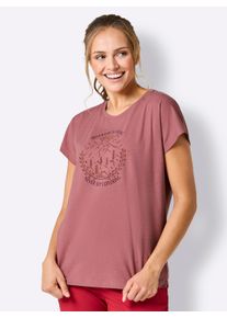 Damen Freizeitshirt mit &uuml;berschnittenen Schultern in violett-meliert ,Gr&ouml;&szlig;e 52/54, Witt, 46% Baumwolle, 46% Polyester, 8% Elasthan