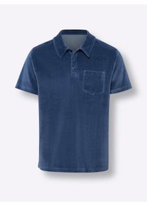 Herren Poloshirt in Nicki-Qualit&auml;t in jeansblau ,Gr&ouml;&szlig;e 44/46, WITT, 80% Baumwolle, 20% Polyester
