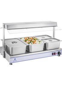 ROYAL CATERING Warmhalteplatte Speisenw&auml;rmer W&auml;rmetheke Buffetw&auml;rmer 1550 W 3 Halogenlampen, Speisew&auml;rmer, Silber