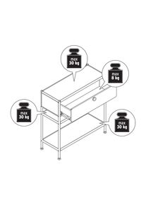 Tchibo - &raquo;Cn3 Slim Line&laquo; f&eacute;m konzolasztal fi&oacute;kkal - feh&eacute;r
