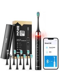 Bitvae, Elektrische Zahnb&uuml;rste, Sonic toothbrush with app, tips set and travel etui S2 (black) (Schallzahnb&uuml;rste)
