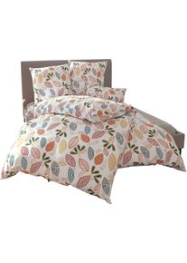 w&auml;schepur unisex Bedtextiel ecru/papaja bedrukt Maat 40x80/135x200 cm