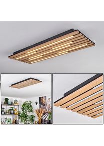 hofstein Vorlix Plafonnier LED Couleur bois, Noir, 1 lumi&egrave;re