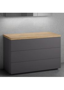 neoro n50 Meuble bas l: 120 cm avec 3 tiroirs, BN0454GR+BN0404W1,