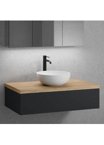 neoro n50 Meuble bas l : 100 cm, 1 tiroir, lavabo &Oslash; 40 cm blanc mat,, BN0064WM+BN0413BM+BN0403W1,