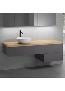 neoro n50 Ensemble de meubles l : 160 cm, 3 tiroirs, lavabo &Oslash; 40 cm blanc mat,, BN0064WM+BN0413GR+BN0421GR+BN0405W1,