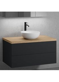 neoro n50 Meuble bas l : 100 cm, 2 tiroirs, lavabo &Oslash; 40 cm blanc mat,, BN0064WM+BN0423BM+BN0403W1,