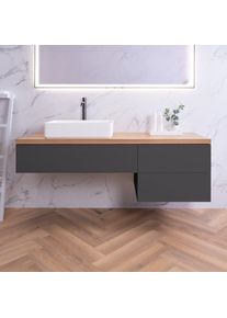 neoro n50 Ensemble de meubles l : 160 cm, 3 tiroirs, lavabo l : 58 cm blanc mat,, BN0065WM+BN0413GR+BN0421GR+BN0405W1,