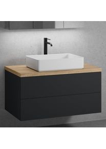 neoro n50 Meuble bas l : 100 cm, 2 tiroirs, lavabo l : 58 cm blanc mat,, BN0065WM+BN0423BM+BN0403W1,