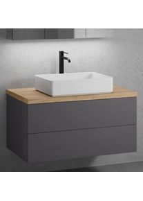 neoro n50 Meuble bas l : 100 cm, 2 tiroirs, lavabo l : 58 cm blanc mat,, BN0065WM+BN0423GR+BN0403W1,