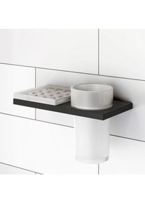 Viverso x add Gobelet porte-brosse &agrave; dents et insert en silicone avec support mural double, VU5000XX+VA1500XX+VA1401MB,