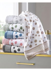 Ross unisex Handdoek in wit/roze gedessineerd ,maat 50x100 cm - Handdoek, Witt, 100% Katoen