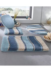 Hagemann unisex Badmat in kalkmint/mint gedessineerd ,maat 50x50 cm - Wc-matje met uitsparing, Witt, 100% Polyacryl