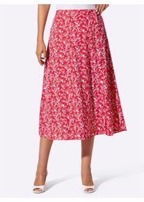 Dames Comfortrok met sierknoopsluiting in rood/ecru bedrukt ,maat 38, WITT, 100% Polyester