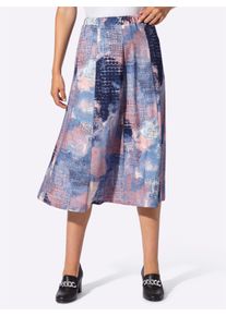 Dames Banenrok met comfortband rondom in marine/flamingo bedrukt ,maat 38, WITT, 95% Viscose, 5% Elastan