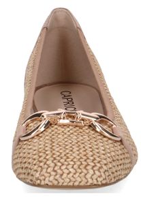 Caprice Dames Ballerina met siergesp in camel ,maat 38, Witt, 85% Textiel, 15% Su&egrave;de