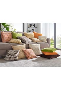 unisex Kussenovertrek in papaja/terra gedessineerd ,maat 40x40 cm, WITT, 65% Polyester, 35% Polyacryl