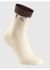 w&auml;schepur Dames Damessokken in zwart + ecru + zand ,maat 39-42, Witt, 80% Katoen, 18% Polyamide, 2% Elastan