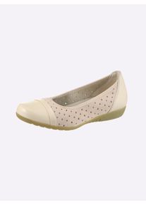 Dames Ballerina met luchtgaatjes in champagne ,maat 40, Witt, 60% Su&egrave;de, 30% Glad leer, 10% Imitatieleer