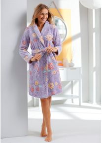 feel good Dames Badjas in lavendel/koraal ,maat 36/38, Witt, 100% Polyester