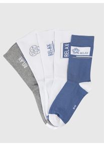 w&auml;schepur Dames Sokken in wit + duifblauw ,maat 39-42, Witt, 80% Katoen, 18% Polyamide, 2% Elastan