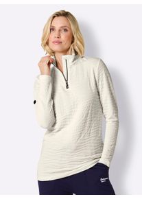 Dames Sweatshirt van structuurmateriaal in champagne ,maat 36/38, Witt, 95% Polyester, 5% Elastan