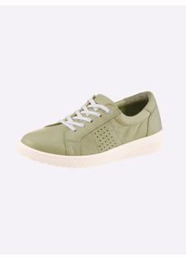Dames Sneaker met geperforeerde inzet in lindegroen ,maat 41, Witt, 100% Glad leer