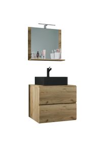 Vcm Waschbeckenunterschrank &raquo; 3-tlg. Waschplatz Waschtisch Badm&ouml;bel Set Waschbecken Lendas BL Breite 60 cm M Schublade&laquo; 3 Stk. tlg.