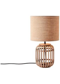 Brilliant Tischleuchte &raquo;Woodrow&laquo; E27 1 Stk. Nature Stil, 42, 5 cm H&ouml;he, &Oslash; 24 cm, E27, Bambus/Textil/Metall, braun