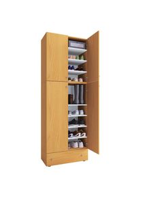 Vcm Schuhschrank &raquo; Holz-Schuhschrank Ma&szlig;e: H. 200 x B. 70 x T. 39 cm Allzweckschrank 9 F&auml;cher 4 Dreht&uuml;ren extra Schublade &iquest; Lona&laquo; 1 Stk. tlg.