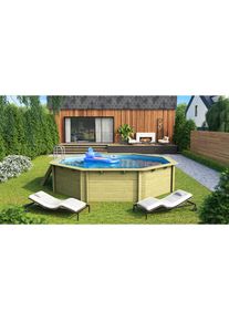 Karibu, Achteckpool &raquo;PALERMO Set B BxLxH: 547x547x124 cm&laquo; 38 mm starke kesseldruckimpr&auml;gnierte Holzbohlen aus Fichtenholz, braun, &Oslash;/B/H/L: 592 cm x 