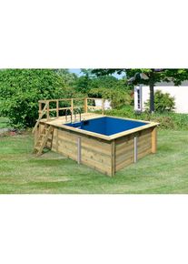 Karibu, Rechteckpool &raquo;Milano A BxLxH: 462x353x124cm&laquo; 44 mm starke kesseldruckimpr&auml;gnierte Holzbohlen aus Fichtenholz, braun, &Oslash;/B/H/L: Breite 462 cm x 