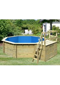 Karibu, Achteckpool &raquo;TOSCANA Set B &Oslash;xH: 428x124 cm&laquo; 38 mm kesseldruckimpr&auml;gniertes Fichtenholz, braun, &Oslash;/B/H/L: Breite 428 cm x H&ouml;he 124 cm x L&auml;nge 