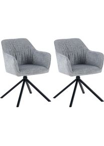 OTTO home, Esszimmerstuhl &raquo;Turin&laquo; (Set) 2 Stk.moderner Stuhl, 360 Grad drehbar, mit hochwertigem Strukturstoff, Hellgrau + Schwarz, Metall, Polyester,