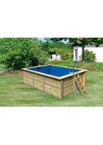 Karibu, Rechteckpool &raquo;Roma BxLxH: 440x353x124cm&laquo; 44 mm starke kesseldruckimpr&auml;gnierte Holzbohlen aus Fichtenholz, braun, &Oslash;/B/H/L: Breite 440 cm x H&ouml;he