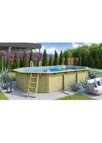 Karibu, Achteckpool &raquo;MADRID V4&laquo; BxLxH: 611x400x124 cm, natur, &Oslash;/B/H/L: 632,5 cm x Breite 611 cm x H&ouml;he 124 cm x L&auml;nge 400 cm, natur