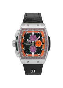 Haemmer Germany, Damen, Chronograph &raquo;TONNEAU&laquo; Quarzuhr, Armbanduhr, Damenuhr, Lederarmband, verschraubte Krone, Tag, schwarz-schwarz-silberfarben, 