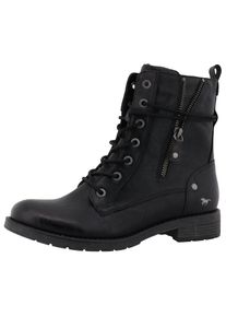 Mustang Shoes, Damen, Winterstiefelette &raquo;Elfi&laquo; Winterstiefel mit Rei&szlig;verschluss und markanter Schn&uuml;rung, schwarz, 36, schwarz, Schn&uuml;rboots mit 