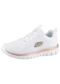 Skechers, Damen, Sneaker &raquo;Graceful - Get Connected&laquo; Freizeitschuh, Halbschuh, Schn&uuml;rschuh f&uuml;r die Maschinenw&auml;sche geeignet, wei&szlig;-ros&eacute;goldfarben, 41, 