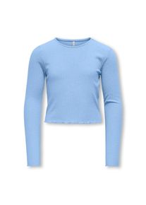 KIDS Only, Damen, Langarmshirt &raquo;KOGNELLA L/S O-NECK TOP JRS NOOS&laquo; in kurzer Form und mit s&uuml;&szlig;en Wellenkanten am Saum, Open Air, 122/128, Open Air, 