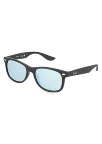 Ray Ban Junior 0RJ9052S JUNIOR NEW WAYFARER | Kinder-Sonnenbrille | Fassung: Vollrand, Quadratisch, Kunststoff, Schwarz | Glasfarbe: Gr&uuml;n Spiegel 